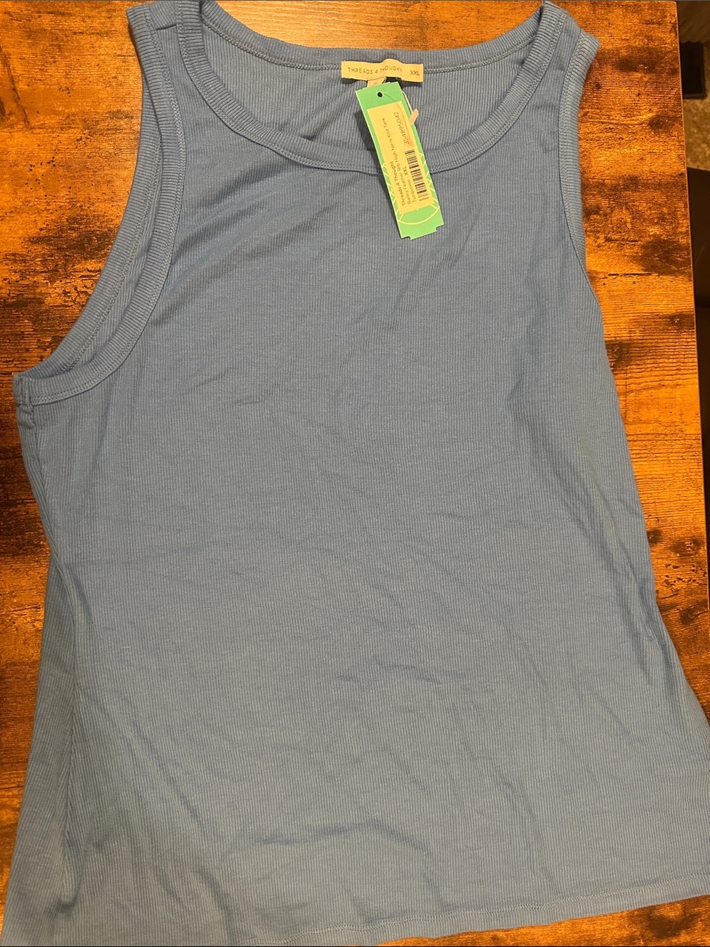 Threads 4 Thought Light Blue Ribbed Tank Top NWT